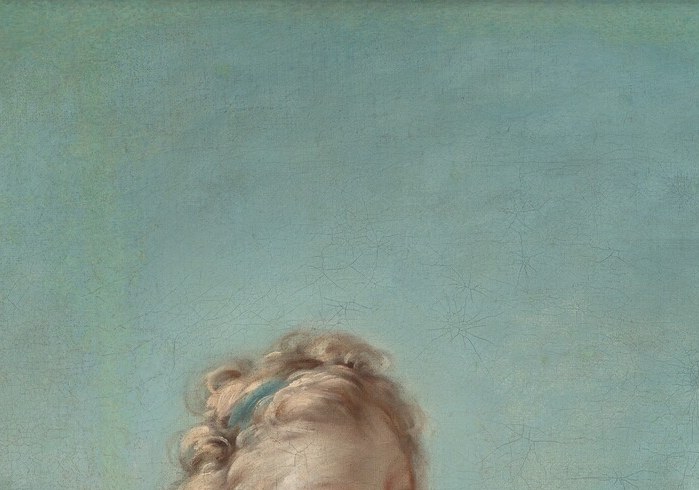 A small crescent moon identifies her, but the mood is tender.