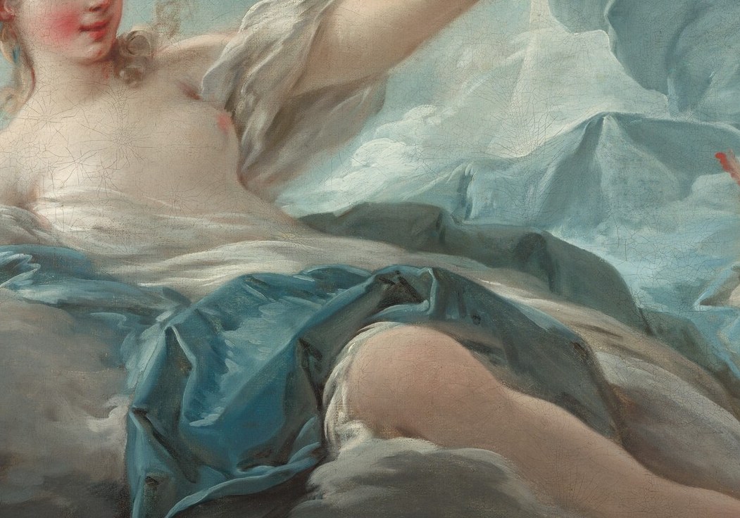 Her outstretched arm expresses desire held in careful check.