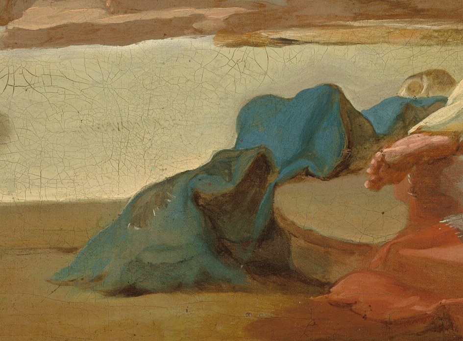 But look at the kneeling figure in blue.