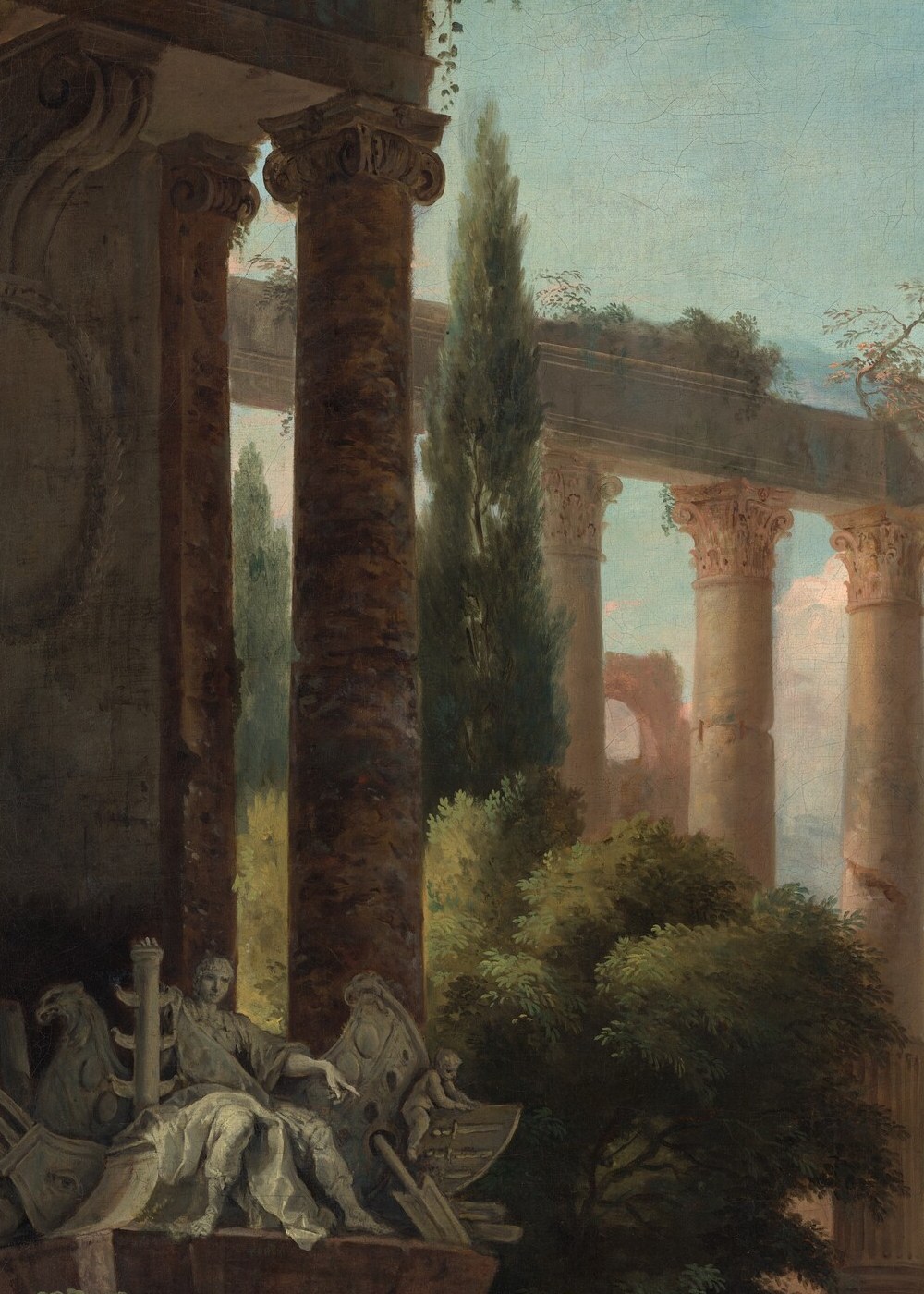Suggests the passage of time and the decay of empires, setting a melancholic tone.
