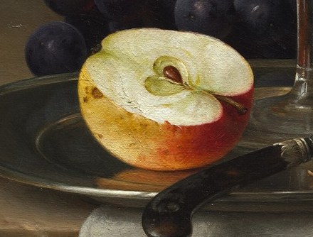 Look closely at the sliced apple, nearly real enough to touch.