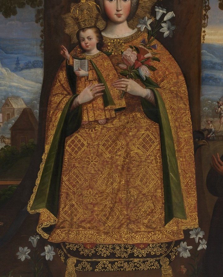 A crowned Virgin holds the Christ Child.