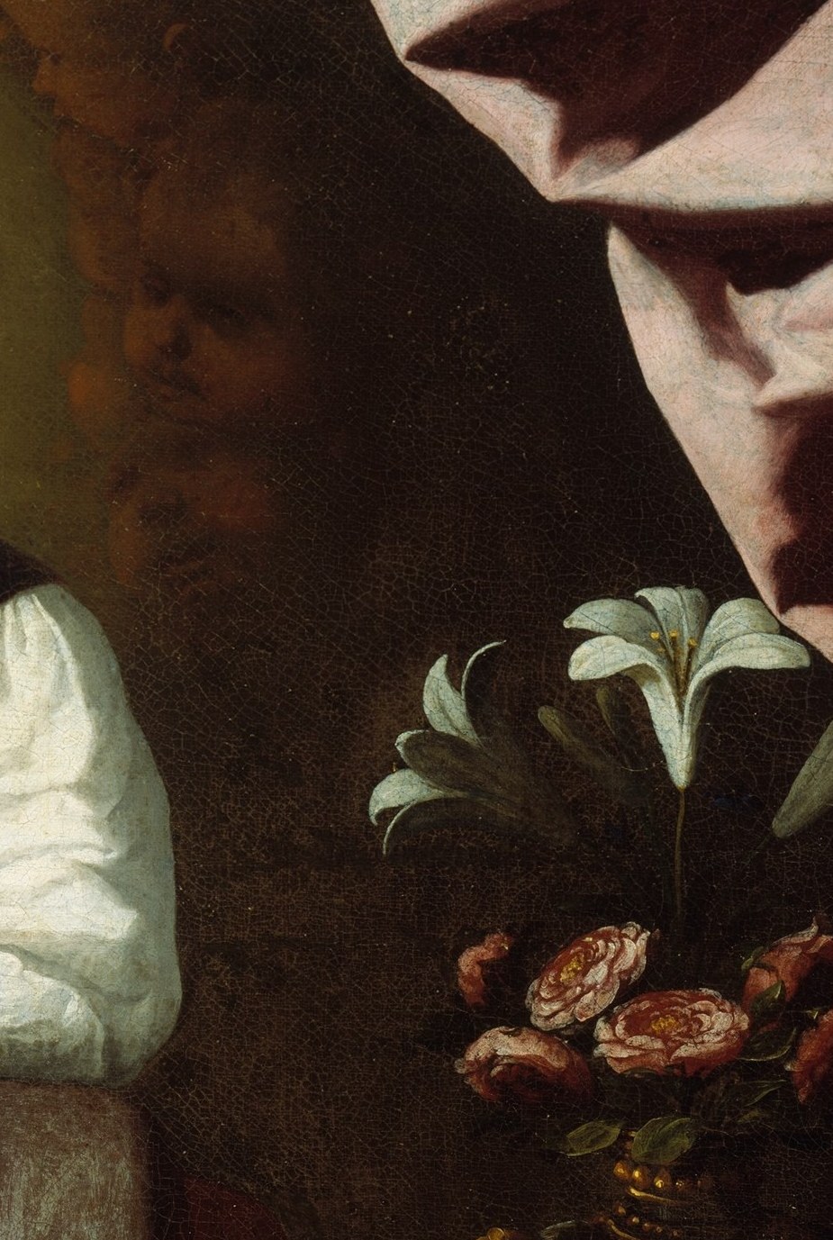 The lily is Mary's Marian emblem of purity , Zurbarán paints them with botanical specificity, making the symbol feel earned