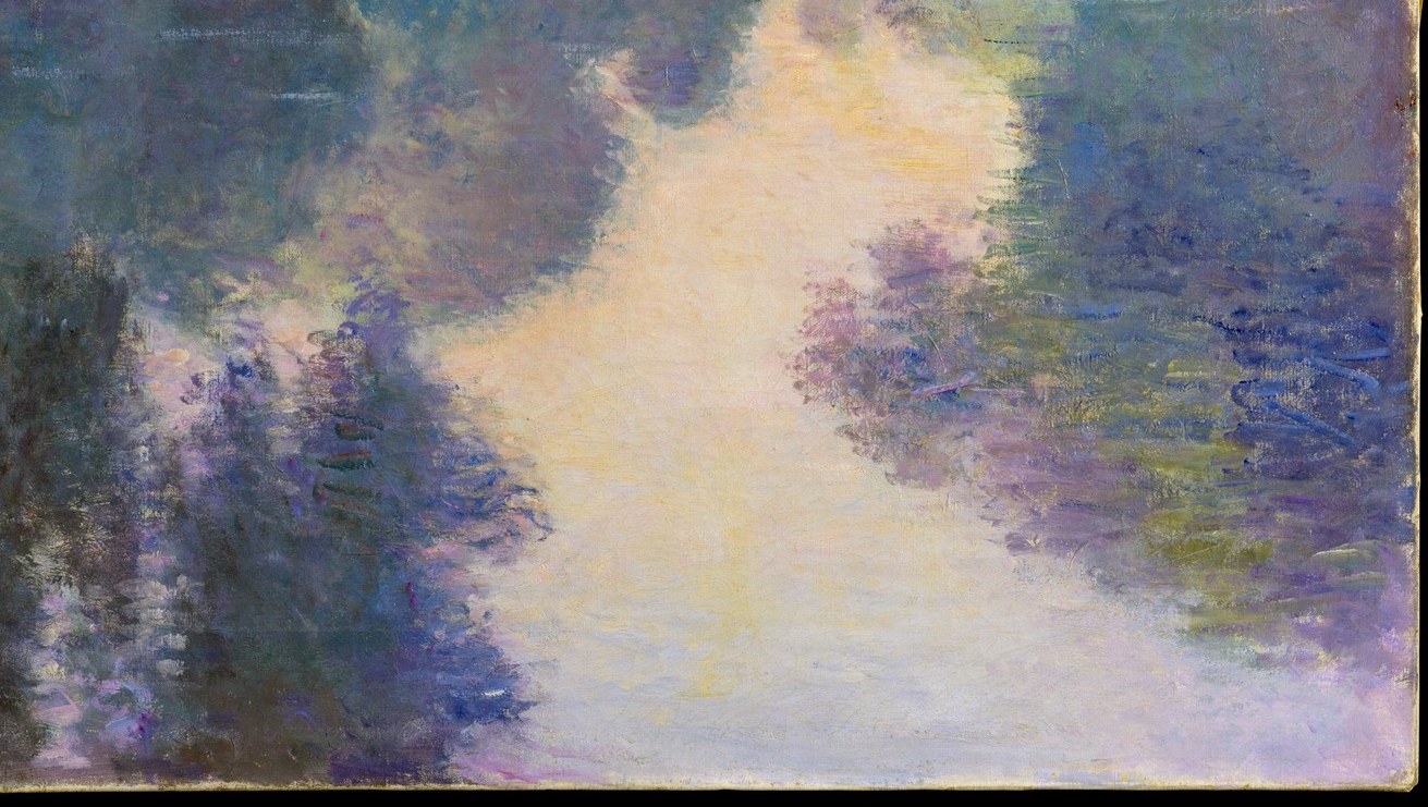 The river reflects the sky, dissolving into light.
