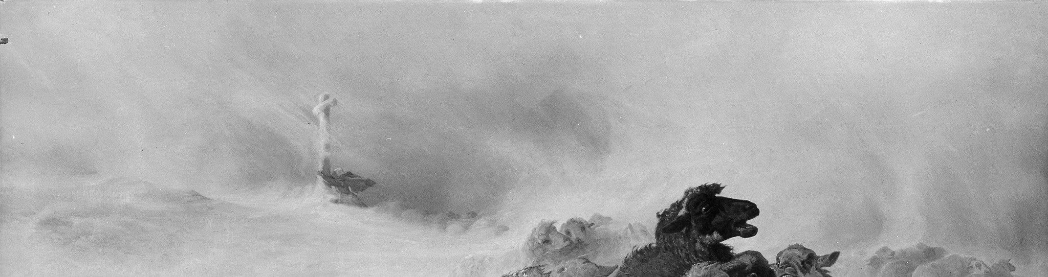 See how he uses white paint to show wind and snow.