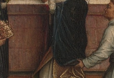 He paid for this triptych. This was his ticket into the sacred story.