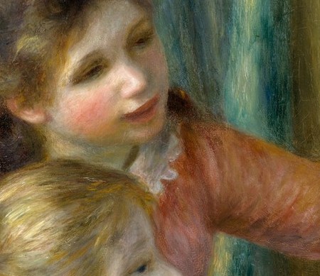 Her sister watches the notes intently.