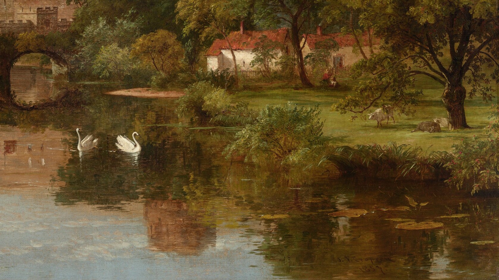 Look closely at the water, reflecting the castle's towers.