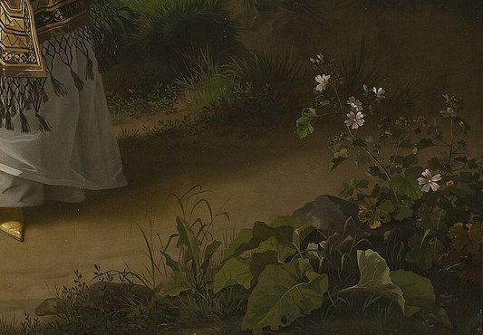 Notice the fine detail, down to the grass and foliage.