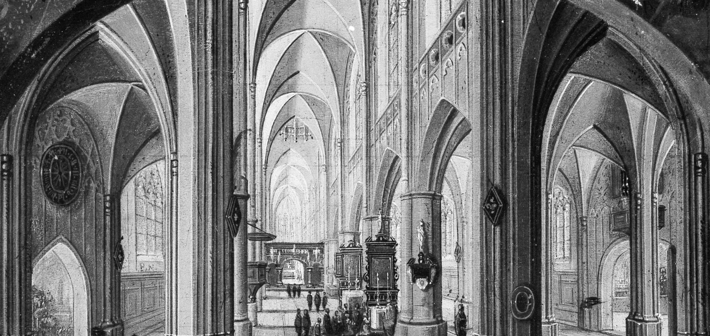He painted vast spaces with soaring gothic arches.