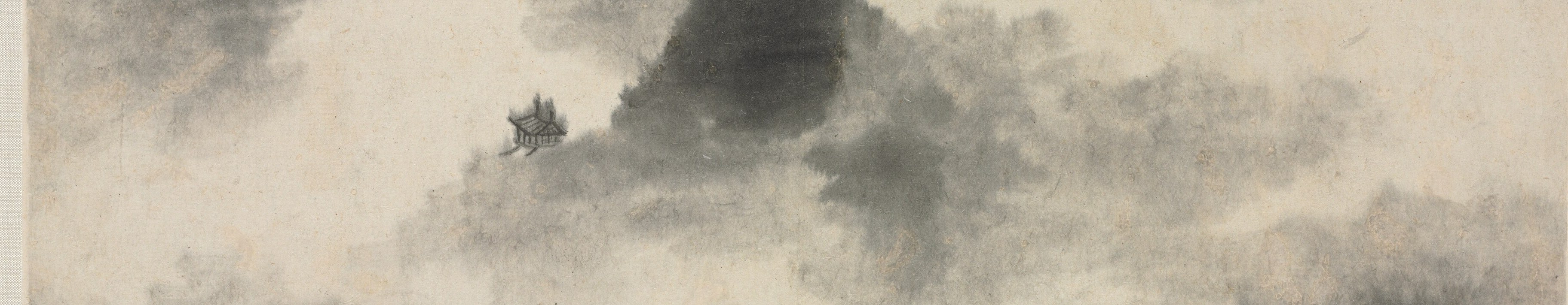 The unpainted silk or paper glows as negative space, separating the mountain world from the water world below , the defining visual device of Mi-style painting.