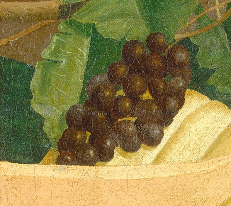 Notice the texture and color of the dark grapes.