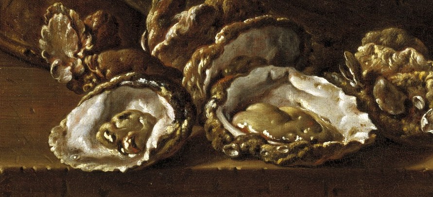 The oysters look wet and fleshy.
