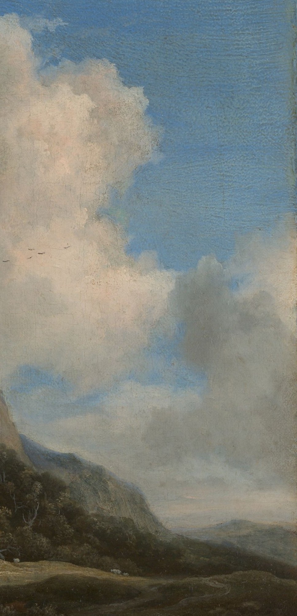These Nordic pines, borrowed from Everdingen's Scandinavian vocabulary, frame the composition and signal a northern geography that Dutch collectors found excitingly foreign.