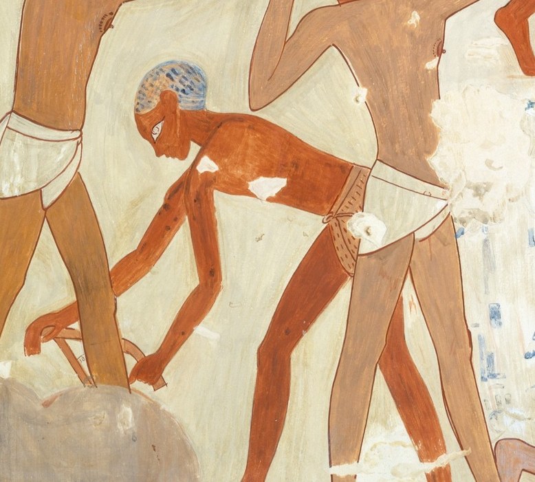 The figures themselves are stylized, like hieroglyphs.