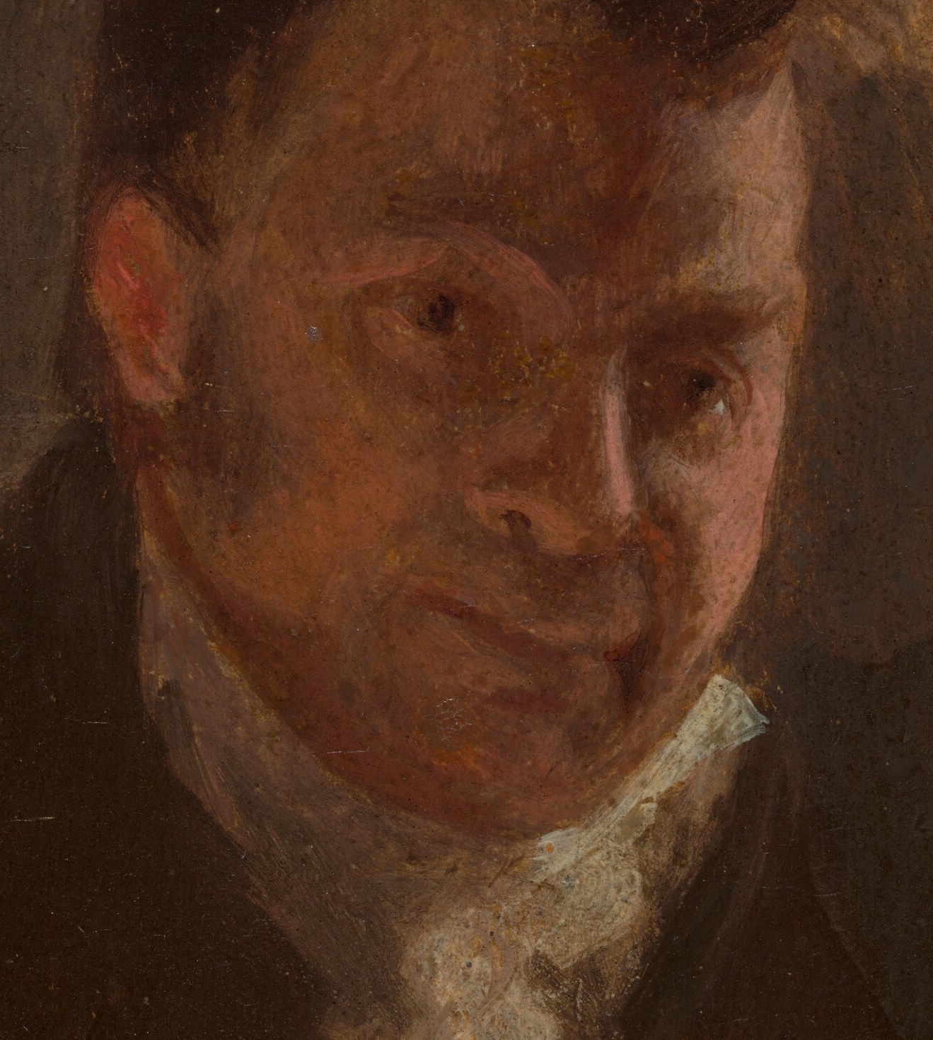 But look closely at how the painter built his face.