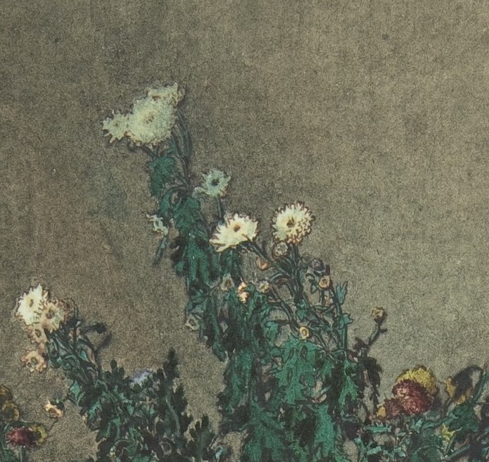 Chrysanthemums symbolize life and death in French art.