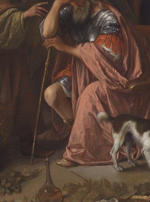 Her father, Agamemnon, cannot bear to watch.