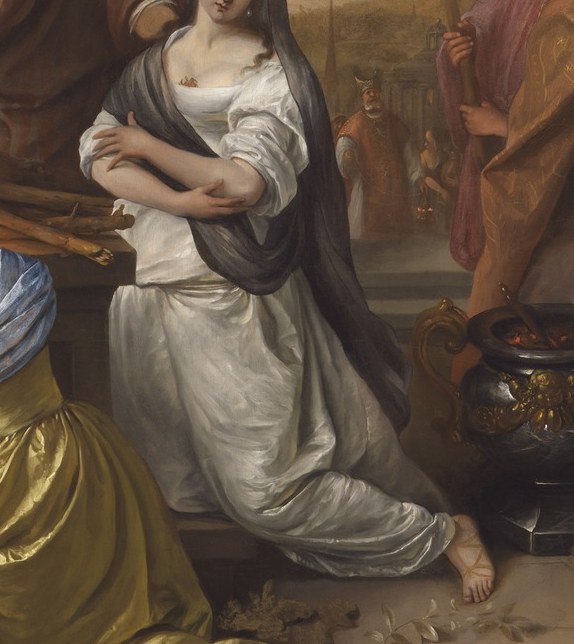 This pale figure is Iphigenia, about to be sacrificed.