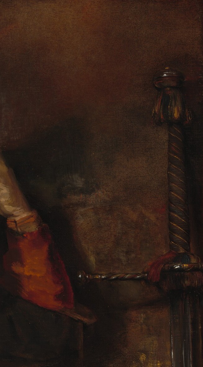 Rembrandt's late backgrounds refuse architecture or narrative , the darkness is not a room but a metaphysical emptiness that pushes all meaning onto the single figure, a device unique to his final decade.