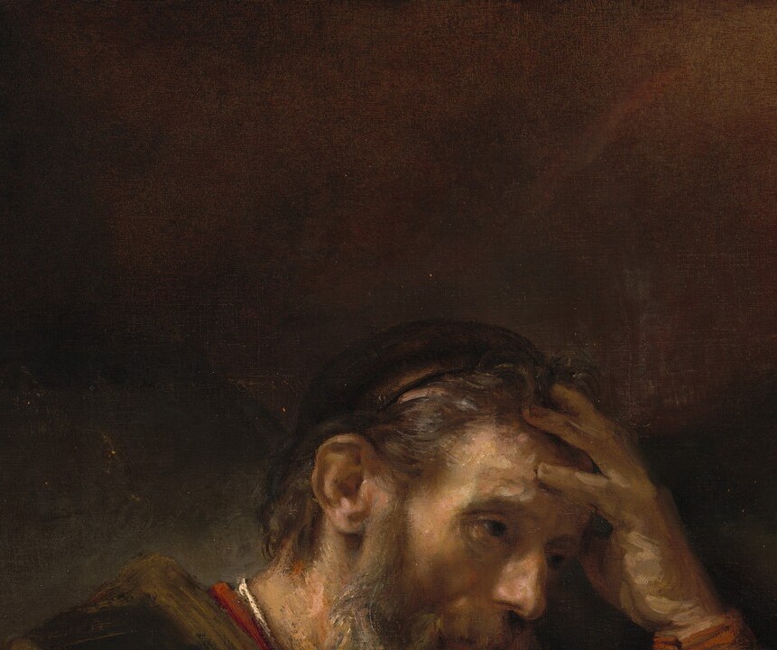The warm spotlight on weathered flesh is the painting's spiritual center , every wrinkle and furrow reads as a life spent in hardship and thought, making age itself the subject.