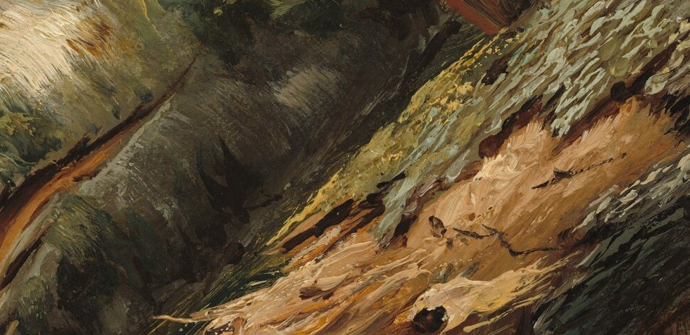 It's an oil painting, but on paper, then canvas.