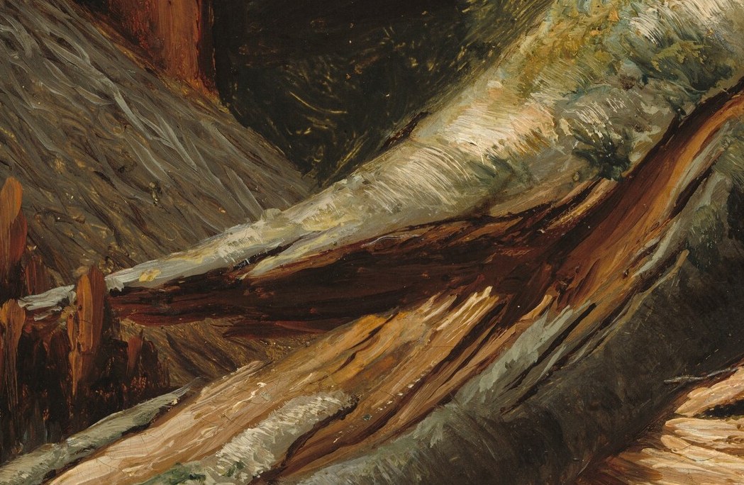 The artist used thick paint to capture the raw texture.