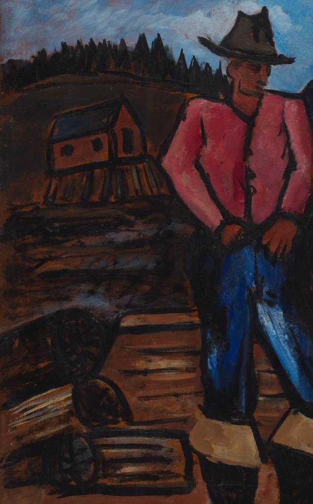 Partly cropped by the canvas edge, suggesting a world extending beyond the frame , a classic Hartley device to imply community larger than what's shown.