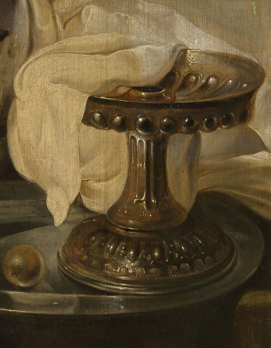Its transparency and delicate form highlight the artist's skill in depicting different materials and the play of light.