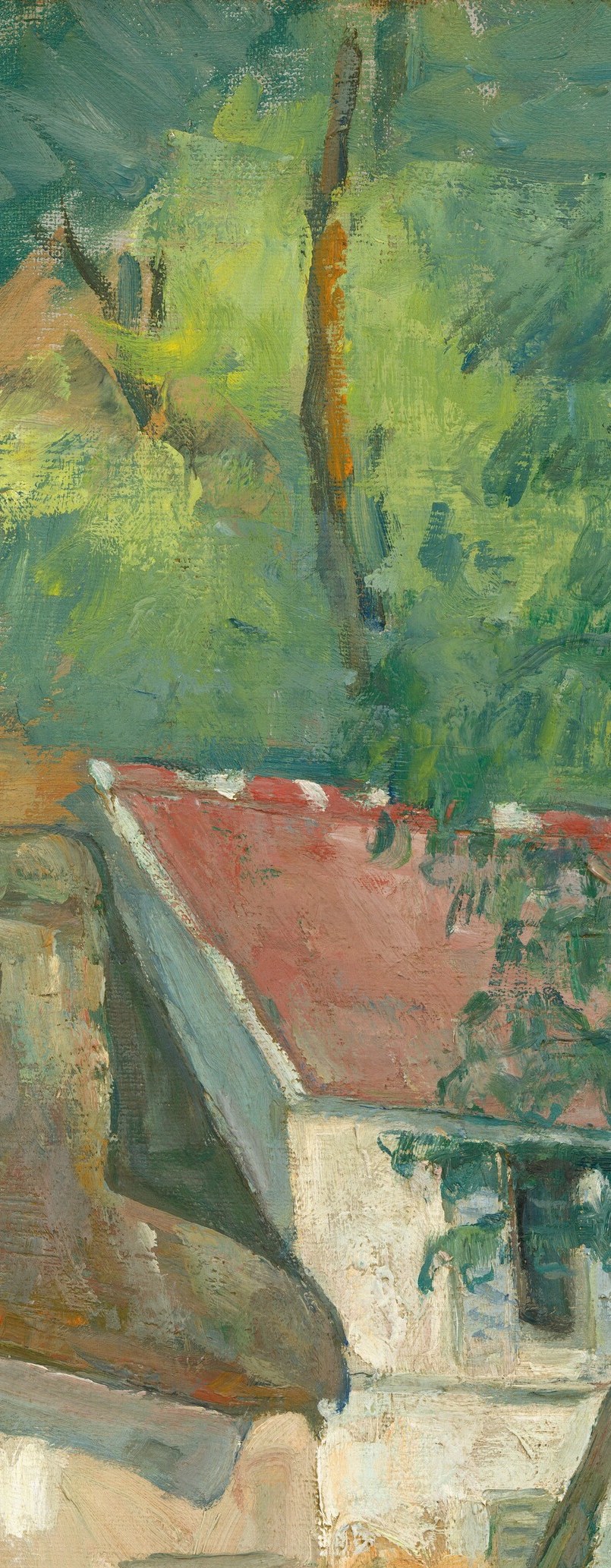 Look how the tree trunk divides the canvas in two.