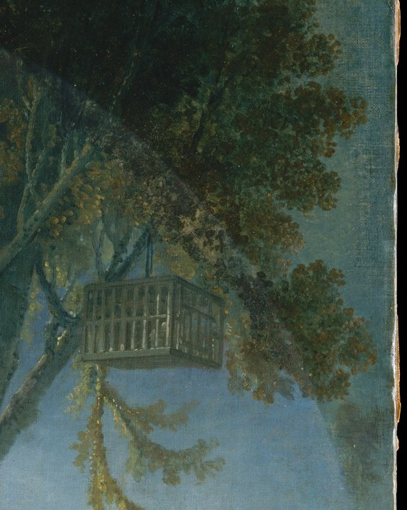 Look through the trees, a classical mansion.