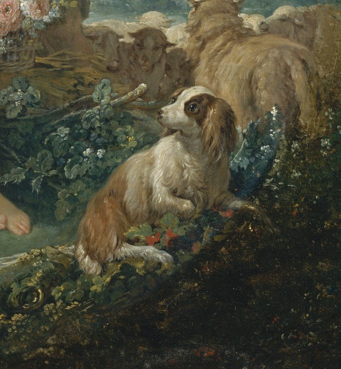 Notice the dog. It's awake and watching.