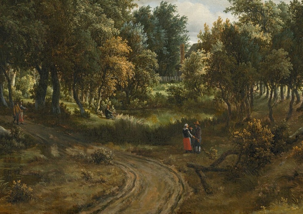 The structural spine of the painting; its pale sandy tone acts as a light relay connecting foreground to horizon depth