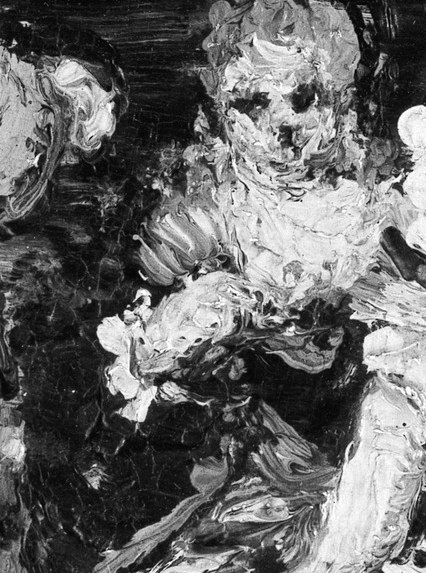 He applied thick, uneven strokes of paint.