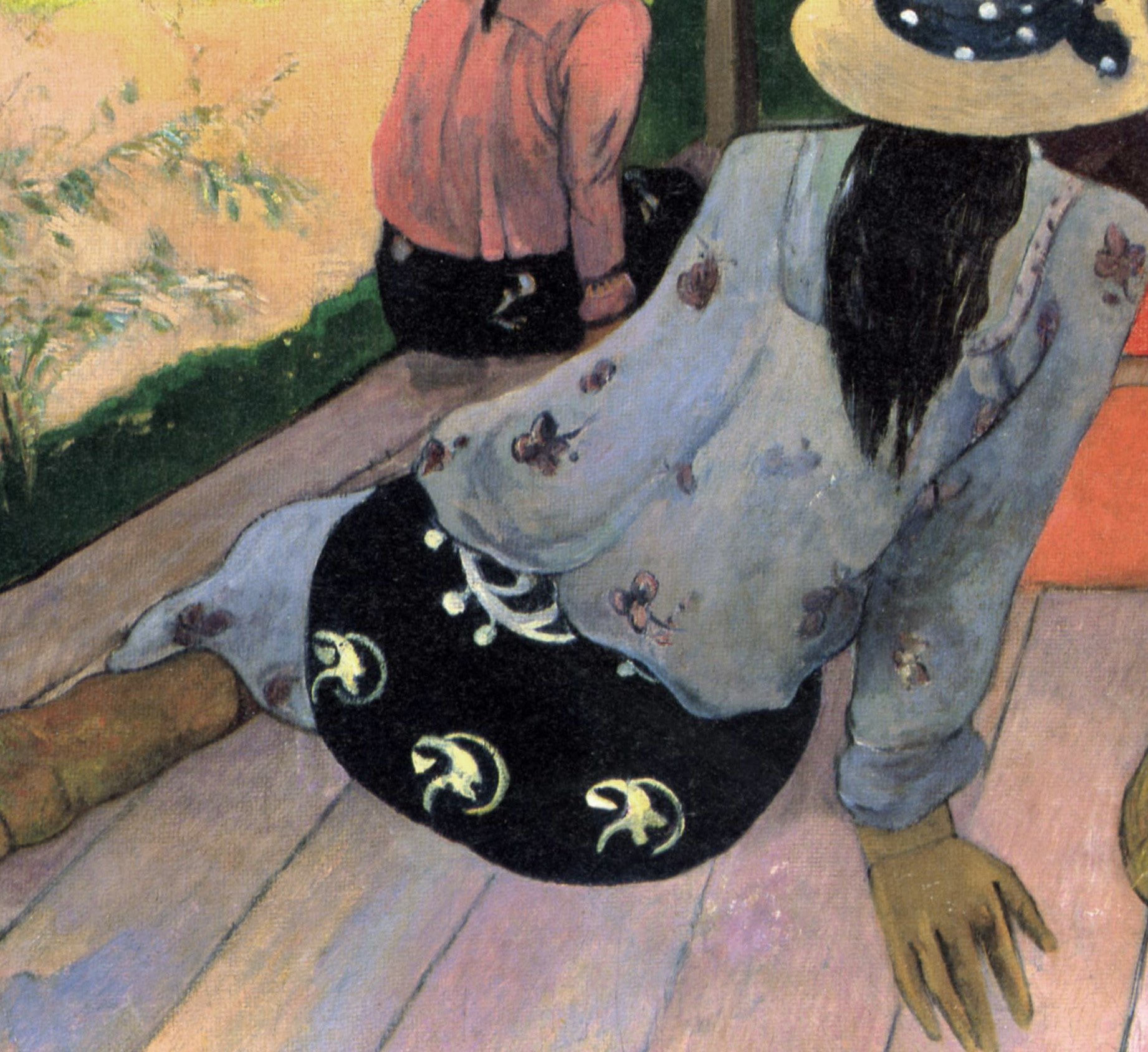 The compositional anchor , her body fills the lower center, head tilted away, embodying the exhausted midday rest the title promises.