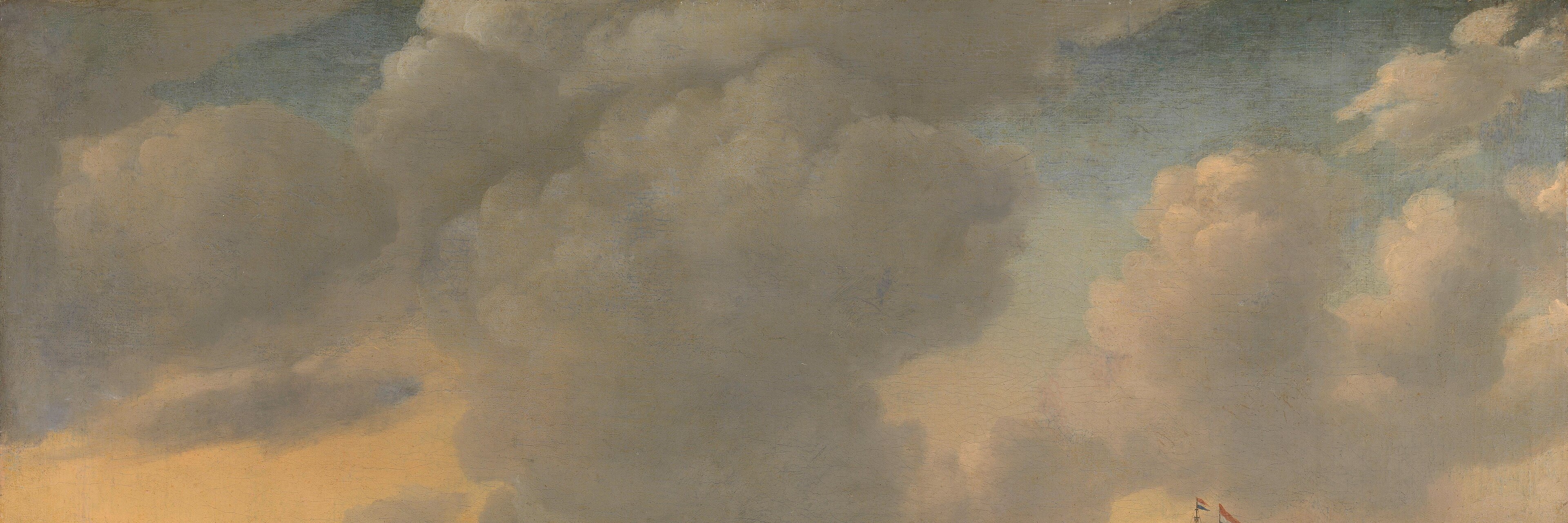 His luminous clouds create dramatic depth and realism.