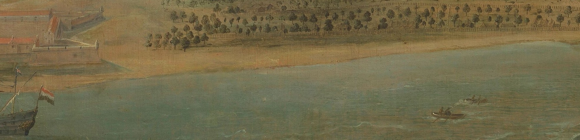 Shows the scale and layout of the colonial presence, hinting at the organized nature of trade.