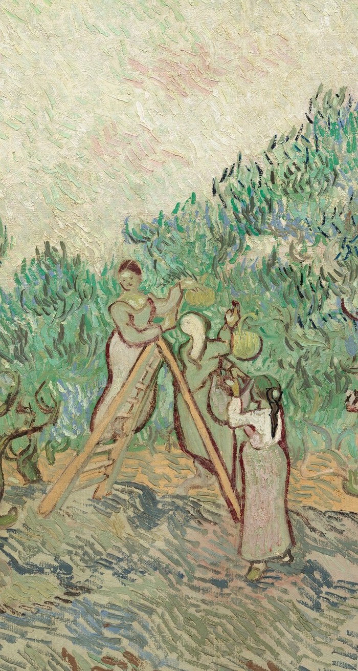 Multiple trunks converge around the woman, creating a natural enclosure , almost protective or imprisoning , that reinforces her solitary, enclosed emotional state.