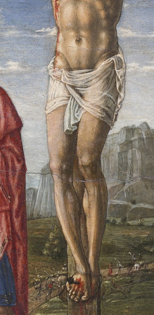 The visible wounds and strained musculature convey immense suffering and sacrifice.