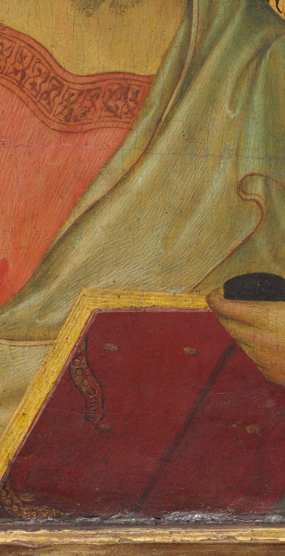 He used tempera on panel, a common technique then.