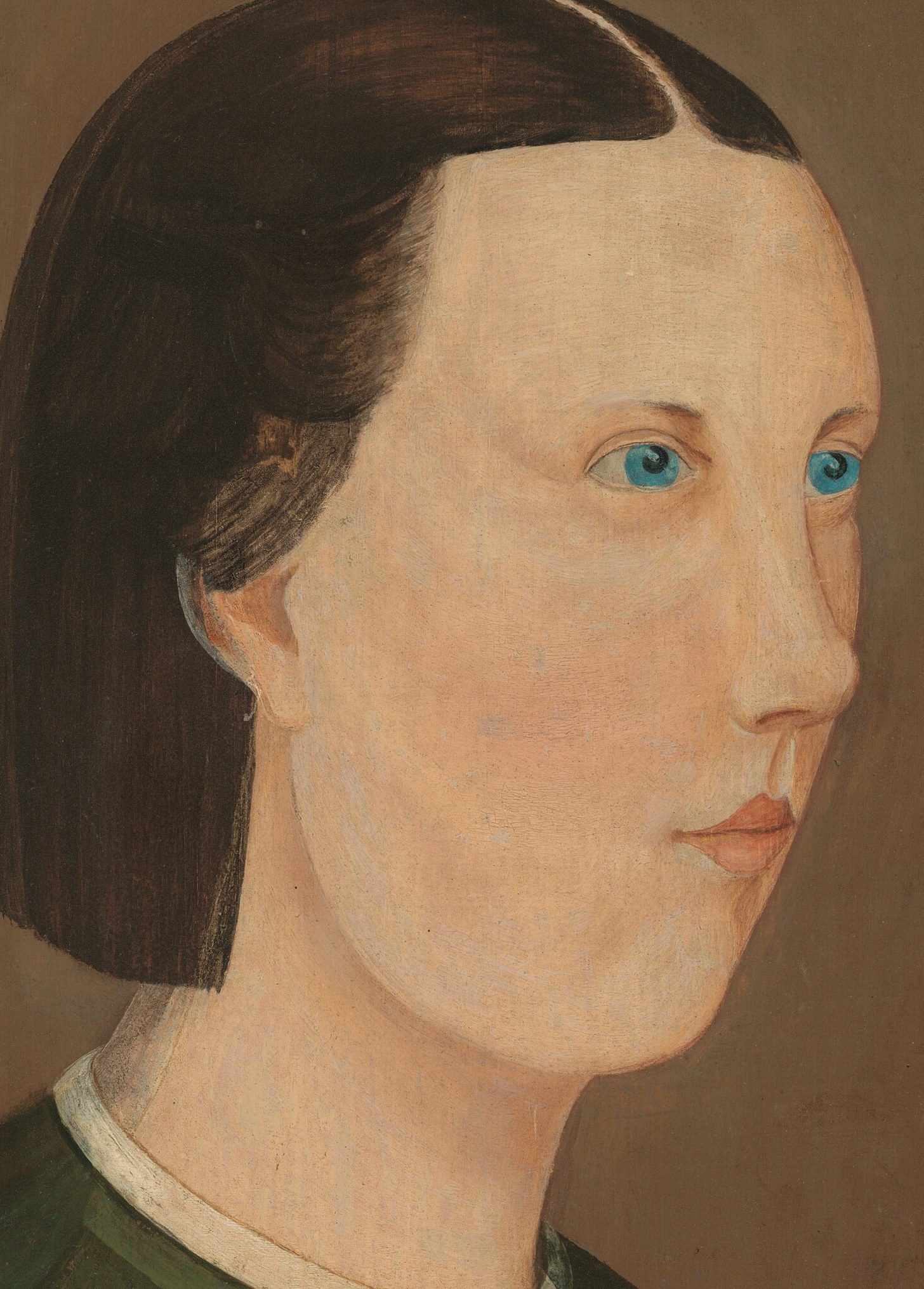 The painter used soft brushwork to give her face depth.
