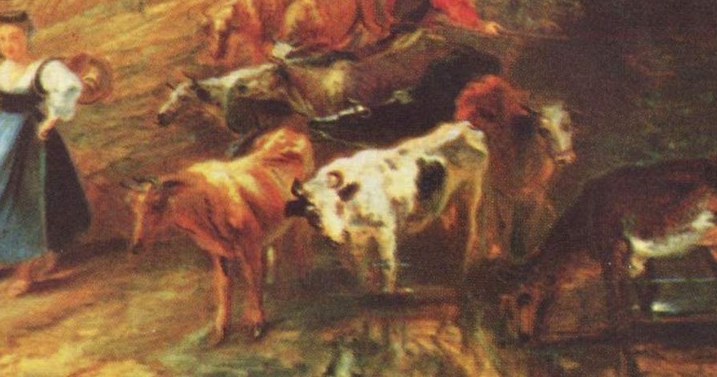 These animals are central to the pastoral theme, representing sustenance and rural life.