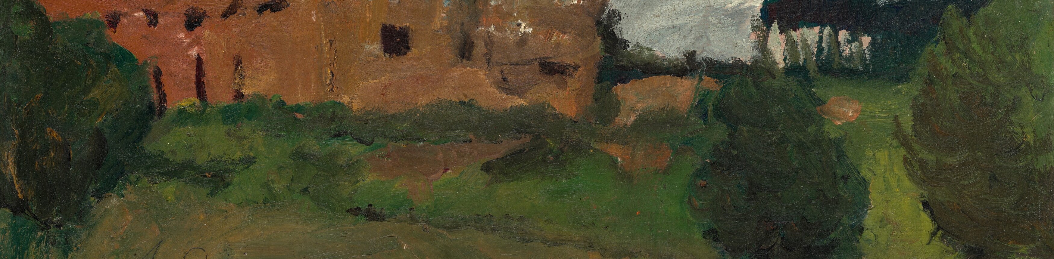 Their lushness contrasts with the industrial structure, hinting at nature's persistence.