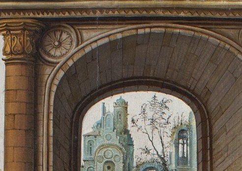 Salome's headdress is a precise record of Brussels court style.