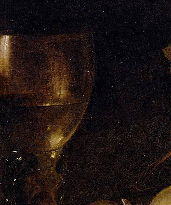 Notice how light catches the surface of this roemer glass.