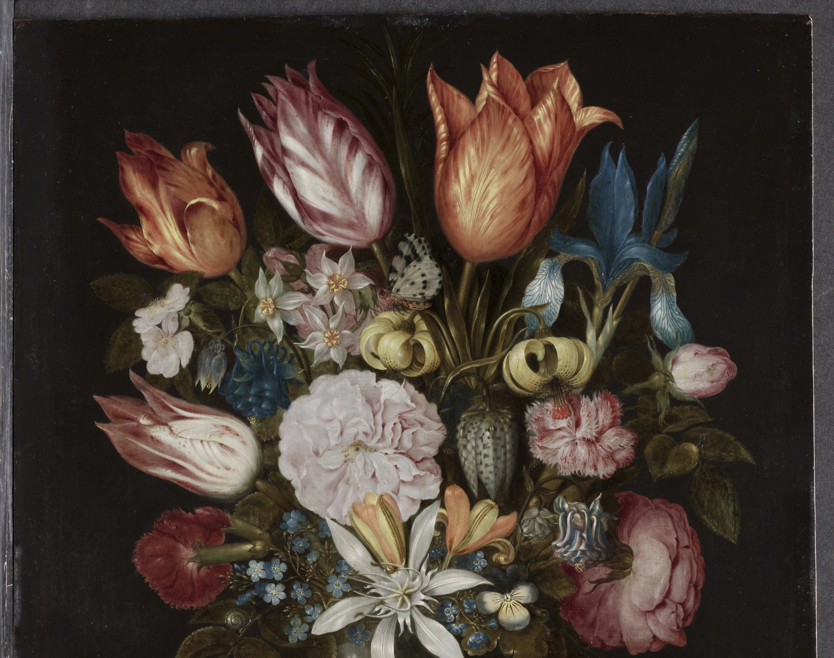 The void is not neutral , it makes the flowers appear self-luminous, as if radiating rather than reflecting light; a Flemish device that elevates the arrangement from document to vision.