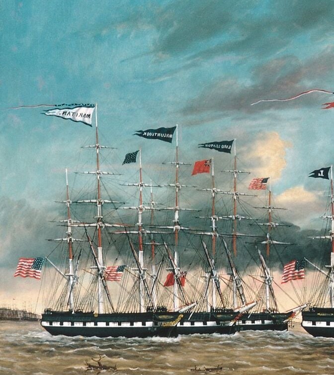 The painter made it a monument to steam power overtaking sail.