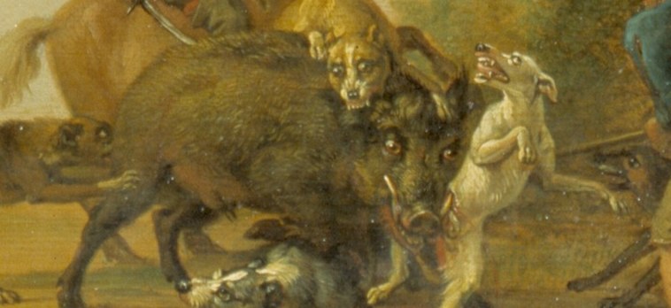 The dogs attack with ferocity.