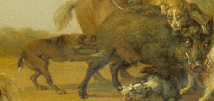 This depicts a wild boar hunt.