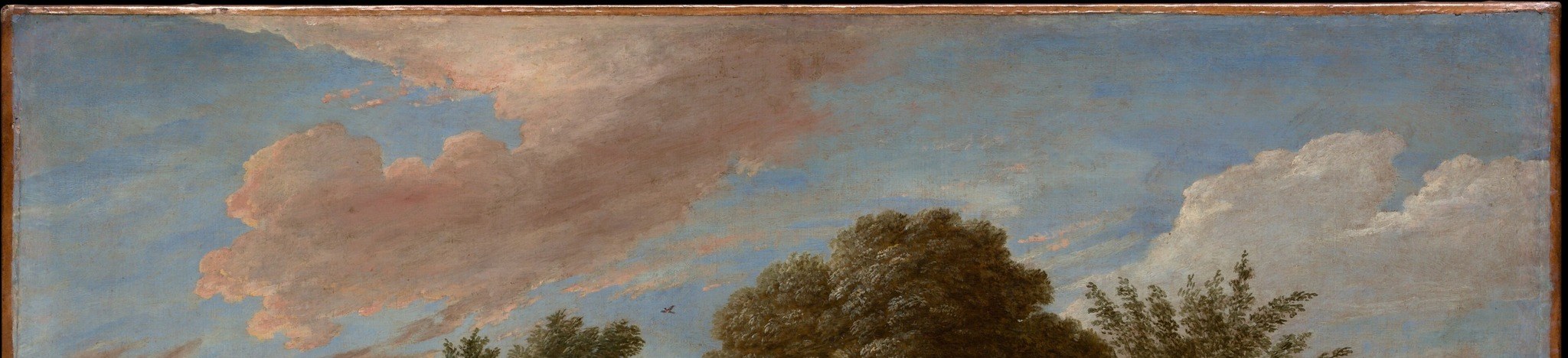 Teniers' light source , the raking evening glow creates a painterly warmth and signals the feast has been going since earlier; the sky is a rare open passage in a packed composition.